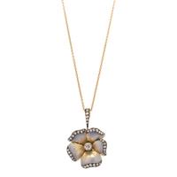 EVELYN CLOTHIER, DIAMOND AND ENAMEL FLOWER PENDANT/NECKLACE