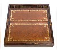 A Victorian Style Brass Inlaid Lap Desk Height 5 1/2 x width 18 1/4 x depth 9 1/2 inches.