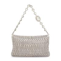 MIU MIU, QUILTED SILVER LEATHER FLAP BAG