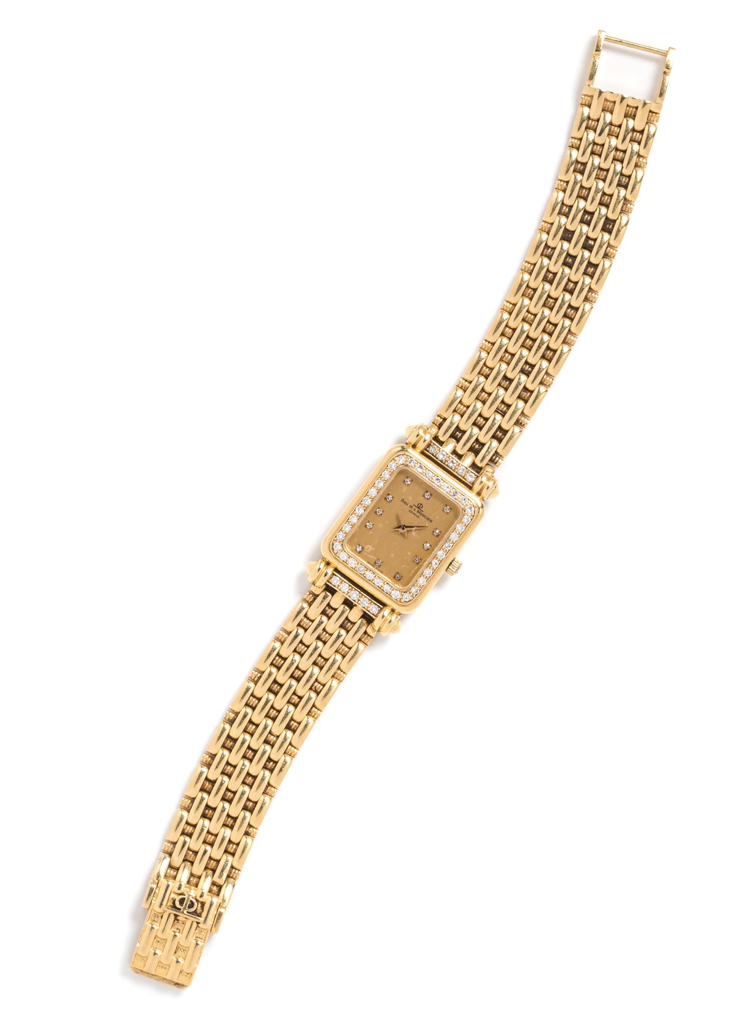An 18 Karat Yellow Gold and Diamond Wristwatch, Baume & Mercier,