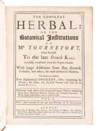 TOURNEFORT, Joseph Pitton de (1656-1708). Institutiones rei herbariae . Paris: Typographia Regia, 1700.