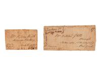 [WAR OF 1812]. A group of two letters both describing the arrest of the author by American troops on suspicion of being a British spy and the Battle of Plattsburgh.