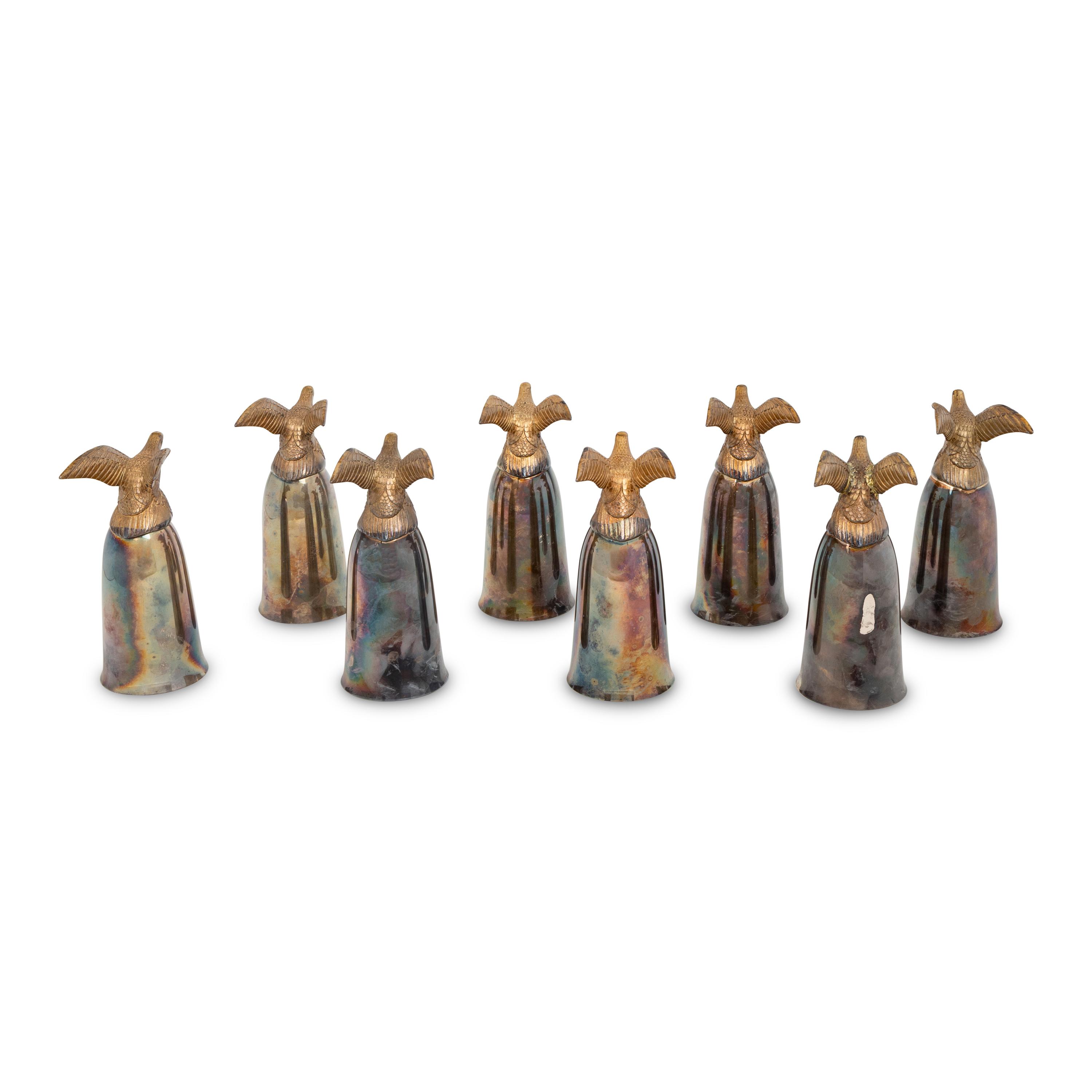 A Set of Eight American Silver-Plate Stirrup Cups