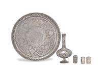A Group of Five Persian Silver Table Articles