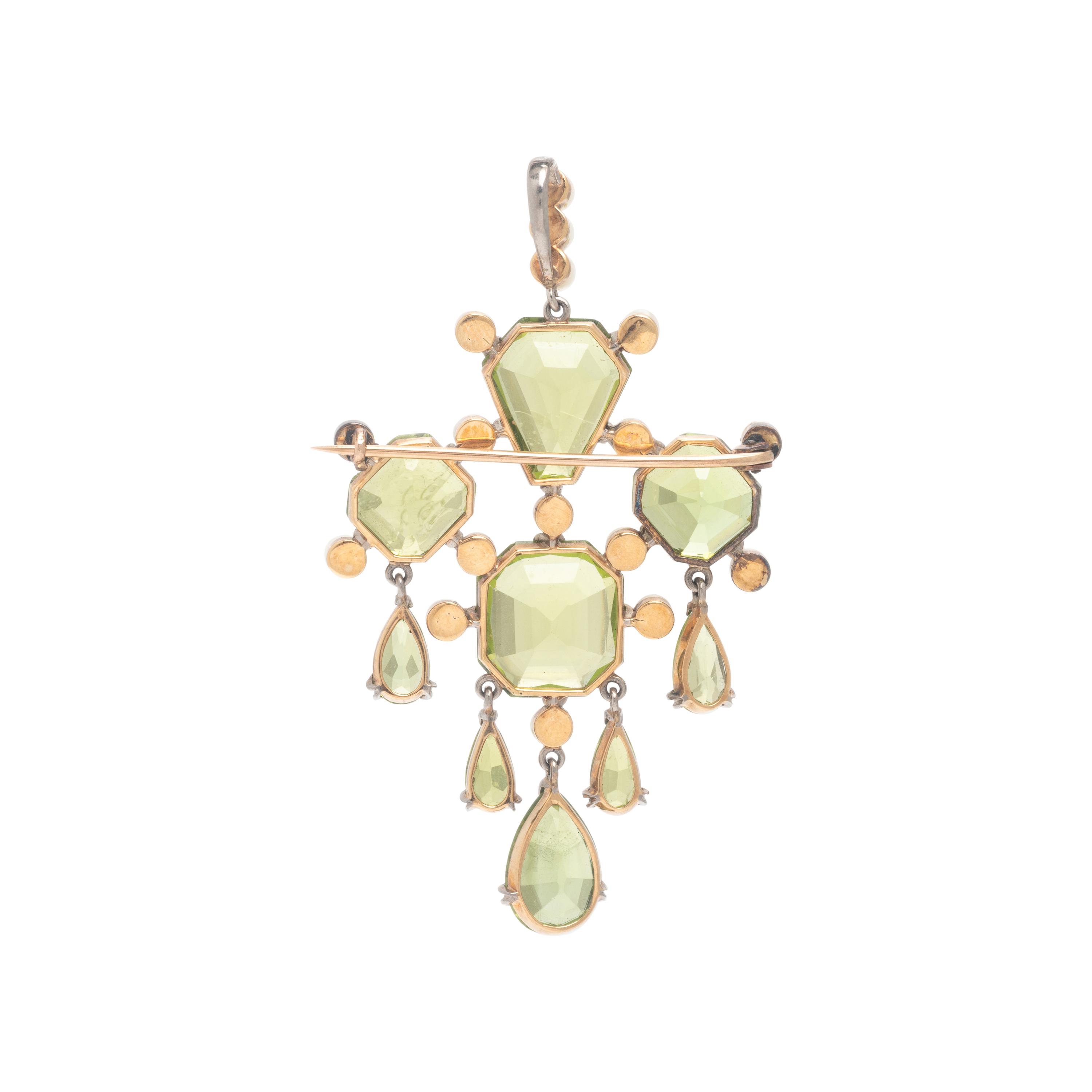 Antique, Peridot, Seed Pearl, and Rose Gold Demi-Parure