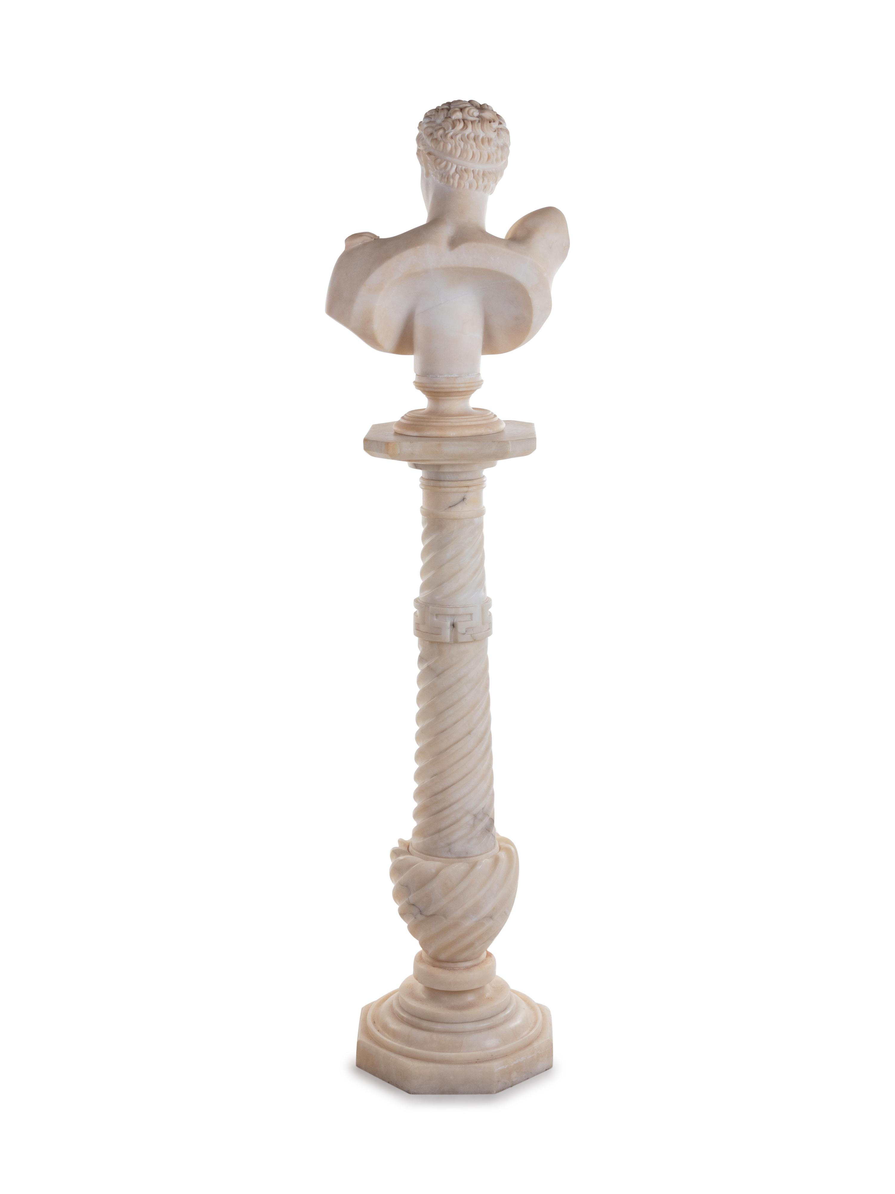 An Italian Carved Alabaster Hermes of Praxiteles After the Antique