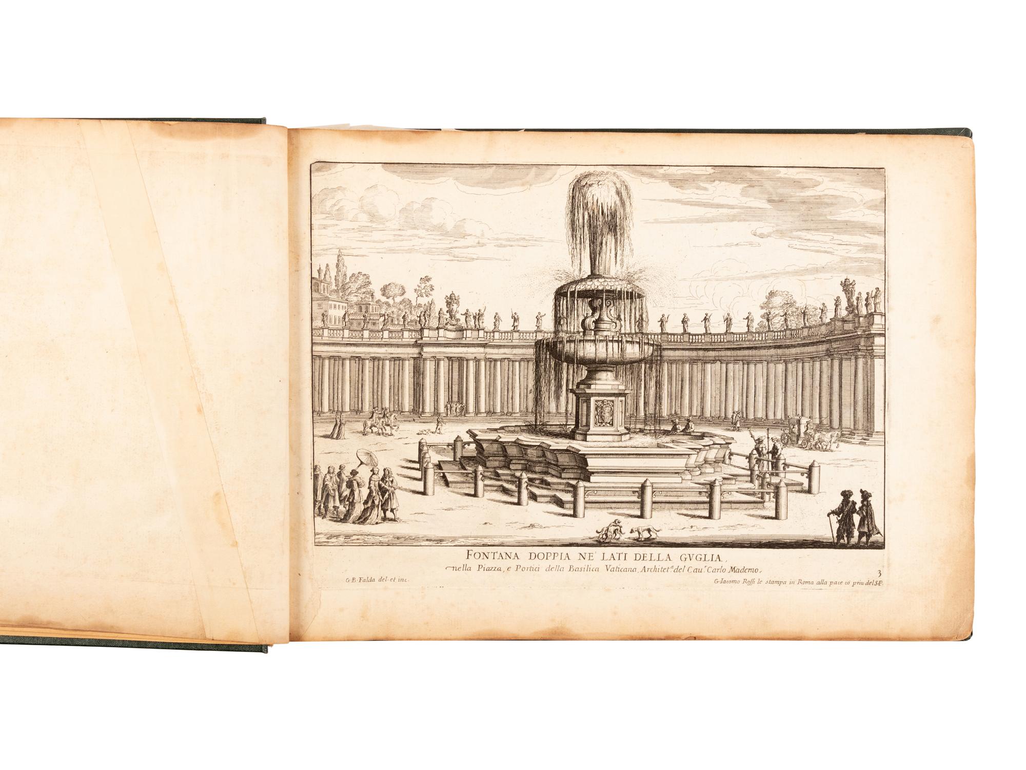 [ARCHITECTURE]. FALDA, Giovanni Battista (1648-1678). Le fontane di Roma nelle piazze e luoghi pubblici della citta . Rome: Giovanni Giacomo de Rossi, n.d. [ca 1691].