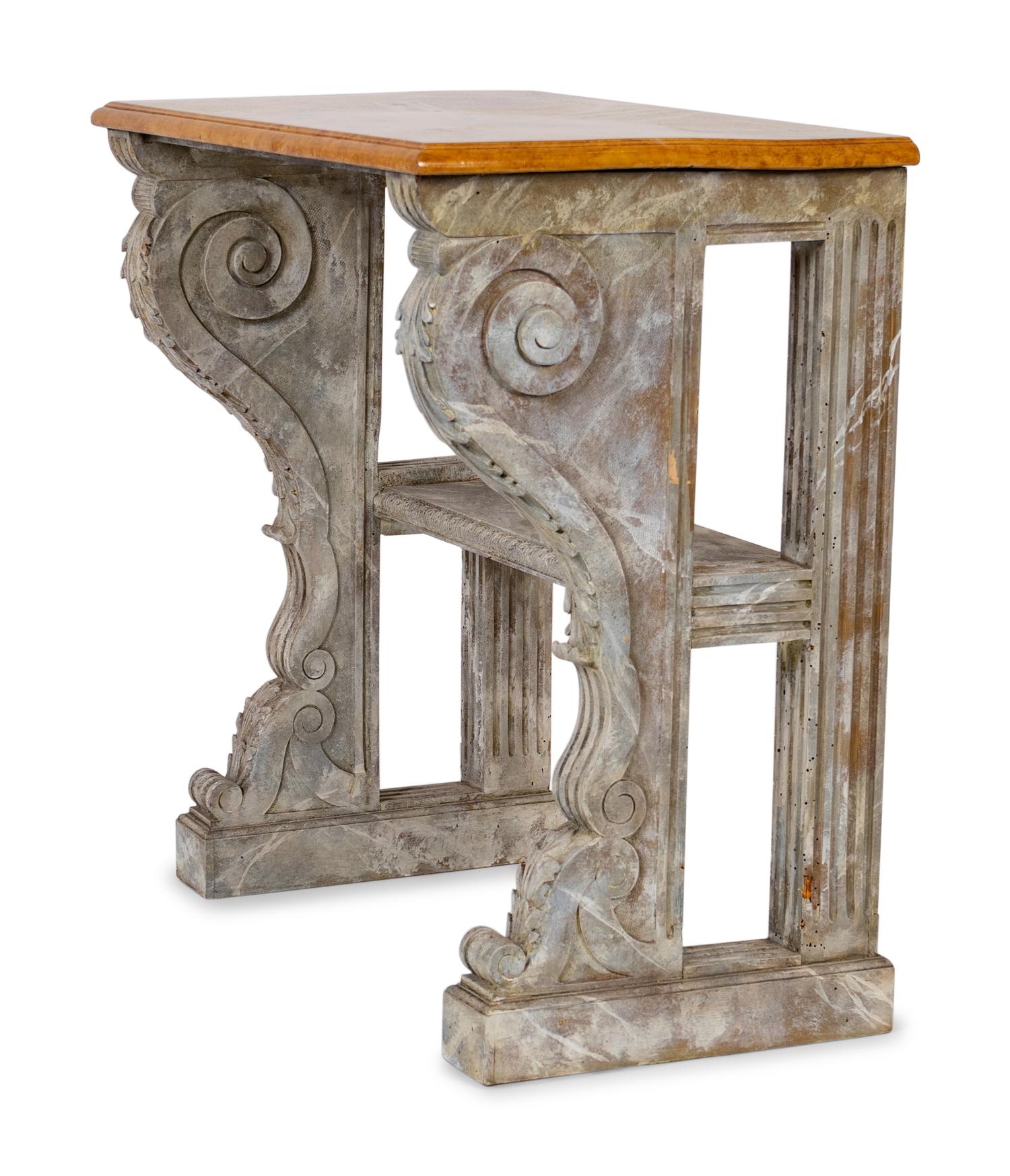 A Decorative Faux Marble Console Table — 20TH CENTURY