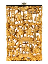 Six Chinese Gilt Wood Panels
