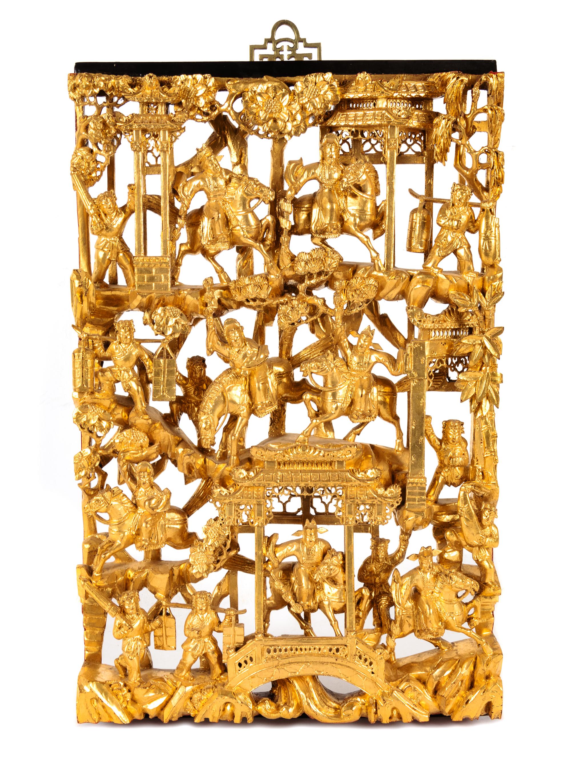 Six Chinese Gilt Wood Panels