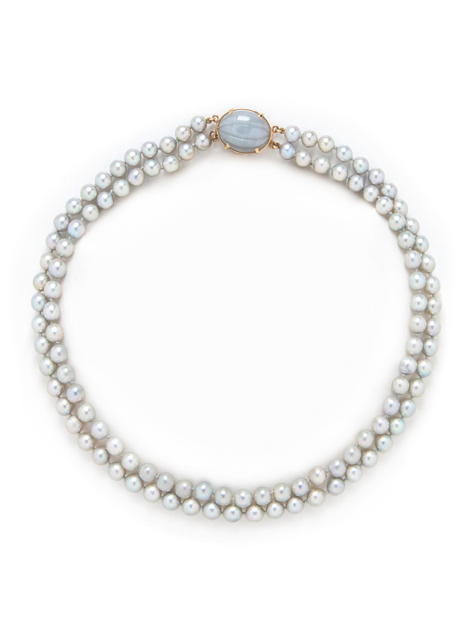 LAVENDER JADE AND GRAY PEARL NECKLACE