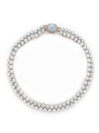 LAVENDER JADE AND GRAY PEARL NECKLACE