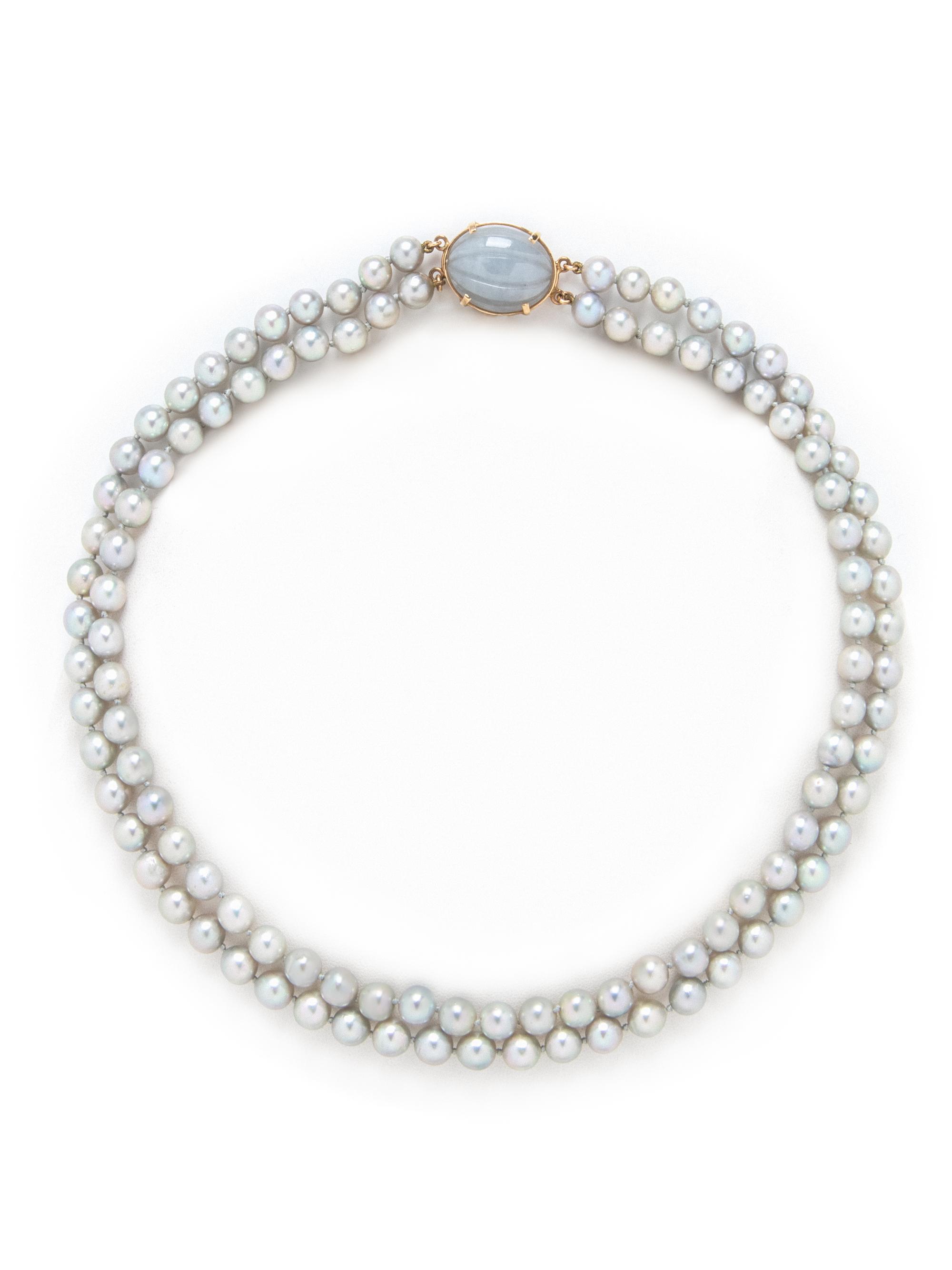 LAVENDER JADE AND GRAY PEARL NECKLACE