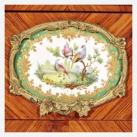 A Louis XV Style Gilt-Bronze and Sèvres Style Porcelain-Mounted Kingwood Bureau Plat With the mark of Edward Holmes Baldock, early 19th century
