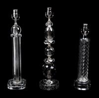 Three Modernist Cut and Molded Glass Lamps