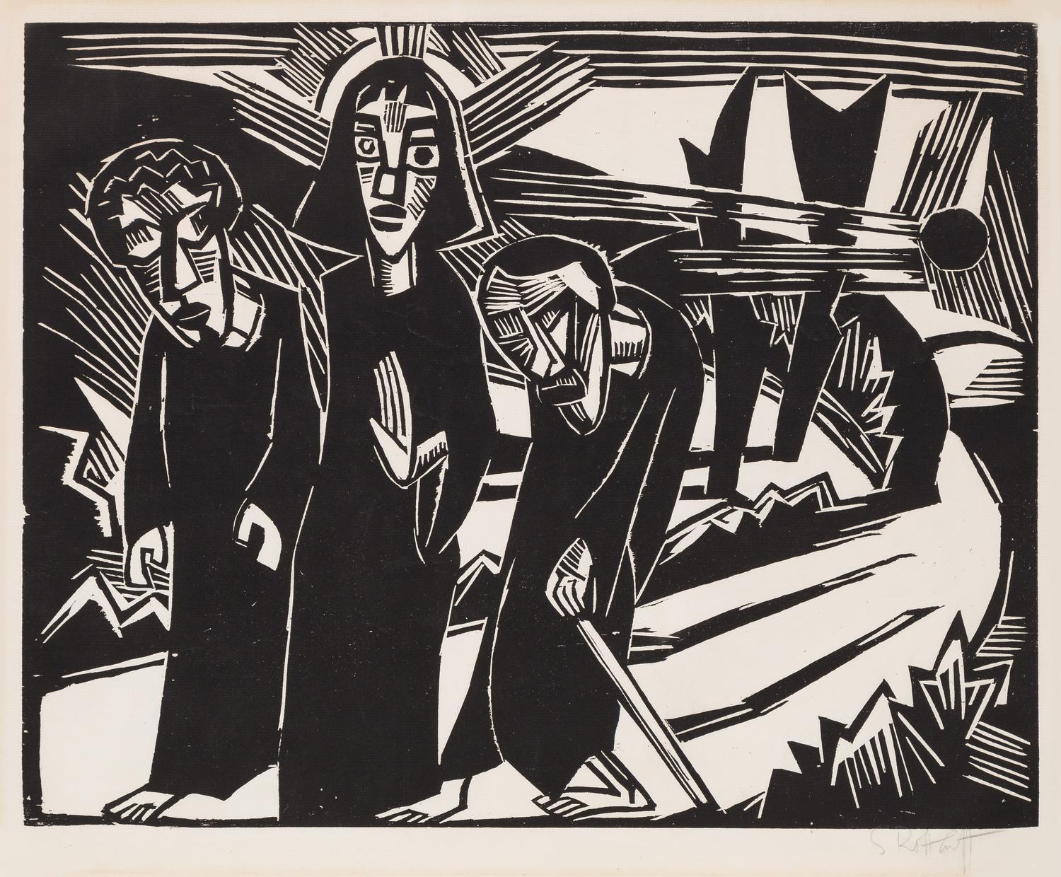 Karl Schmidt-Rottluff, (German, 1884-1976), The Road to Emmaus, (from Schmidt-Rottluff 9 Holzschnitte), 1918