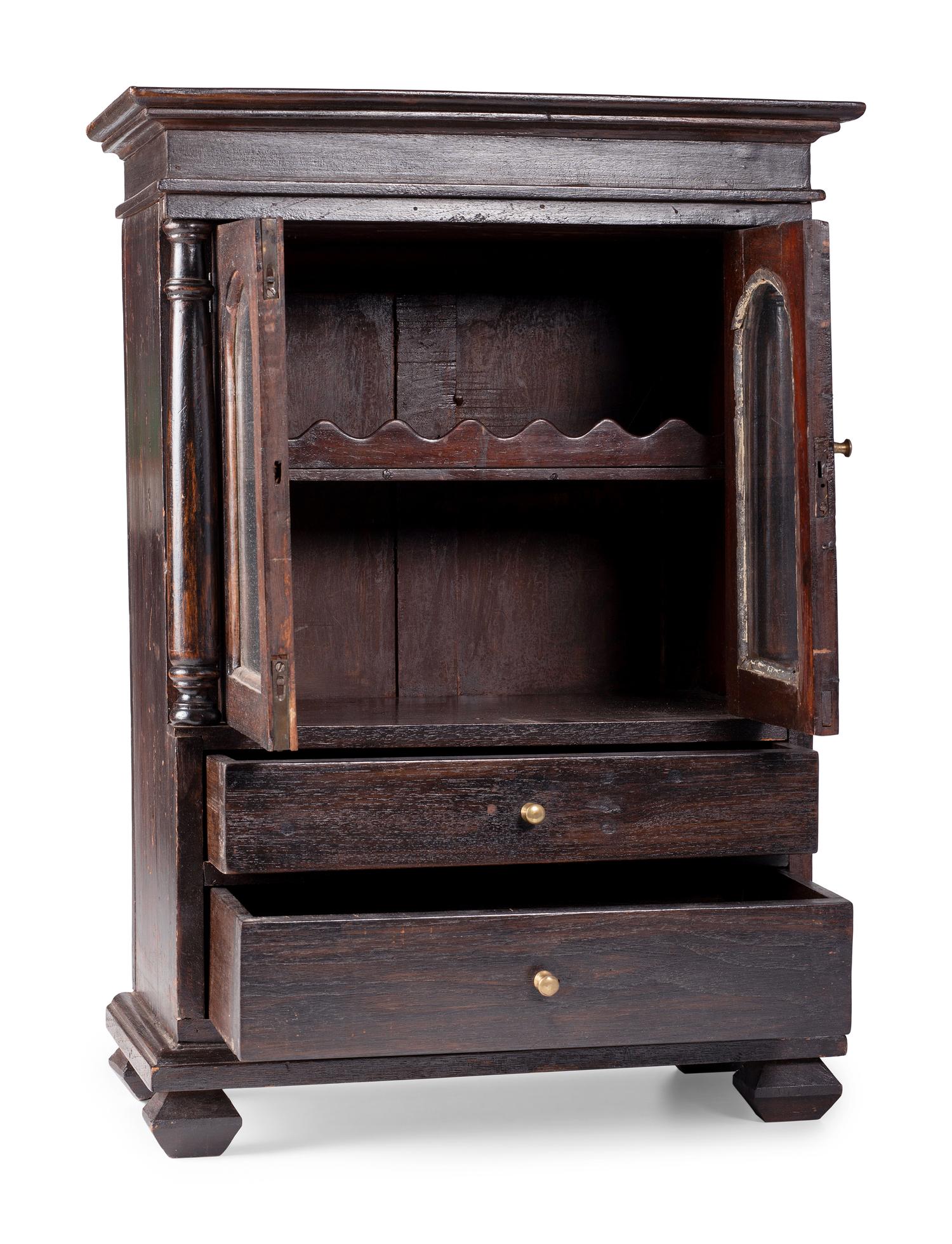 A Miniature Grain-Painted Stepback Cupboard