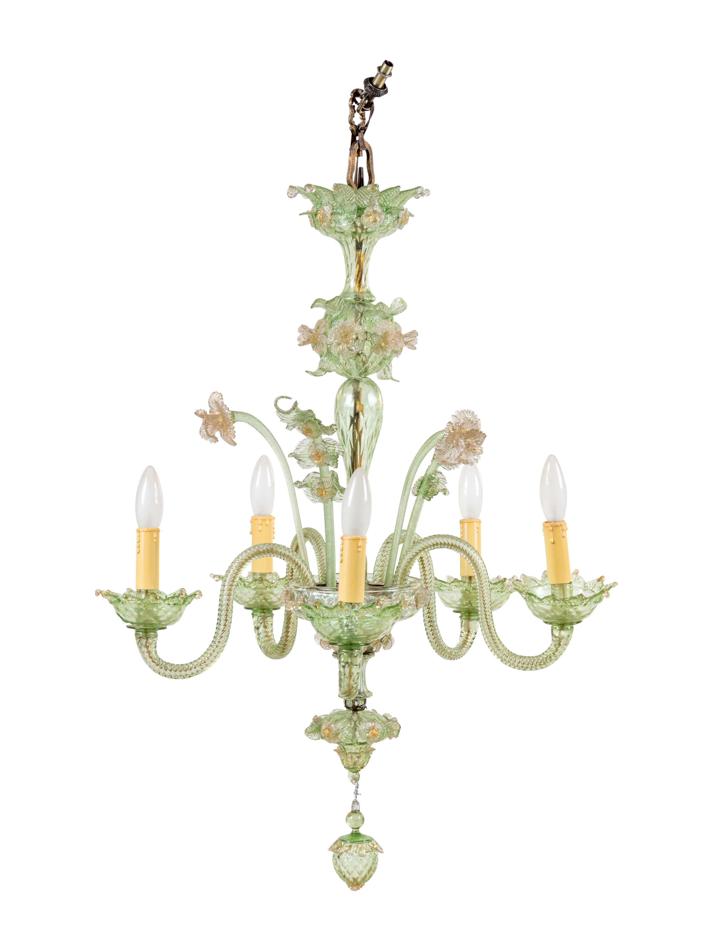 A Venetian Glass Six-Light Chandelier