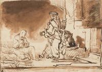 Circle of Rembrandt van Rijn, (Dutch, 1606-1669), Joseph Interpreting the Dreams of his Fellow Prisoners and Moses and the Burning Bush