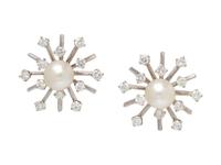 CULTURED PEARL AND DIAMOND EARRINGS