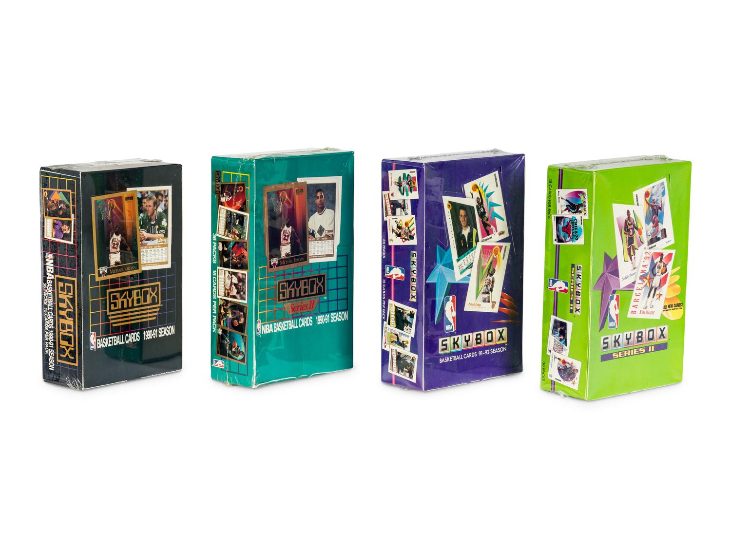 A Group of 14 Unopened Vending Boxes of 1990s Basketball Cards,
