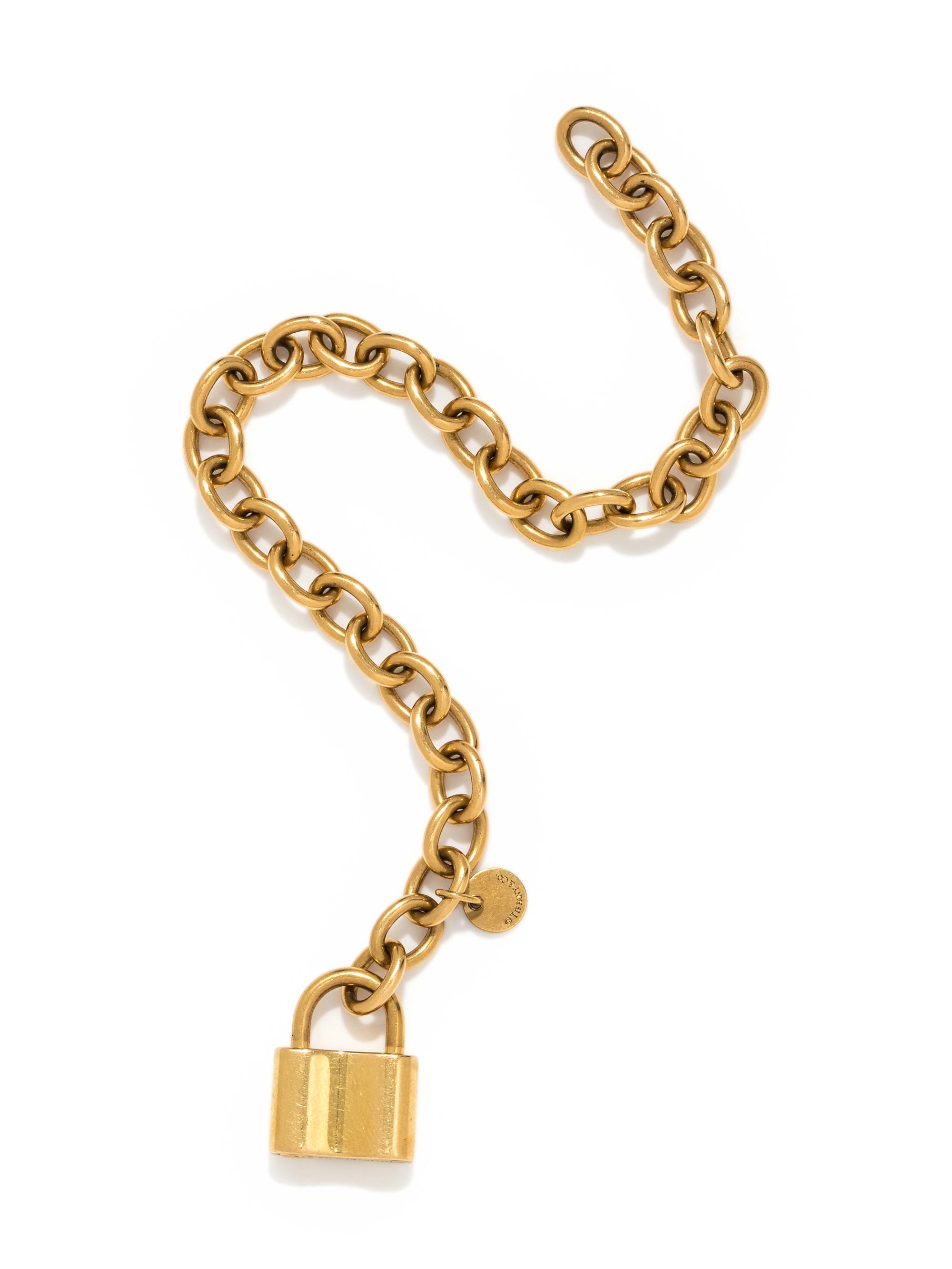TIFFANY & CO., YELLOW GOLD '1837 PADLOCK CHARM' BRACELET