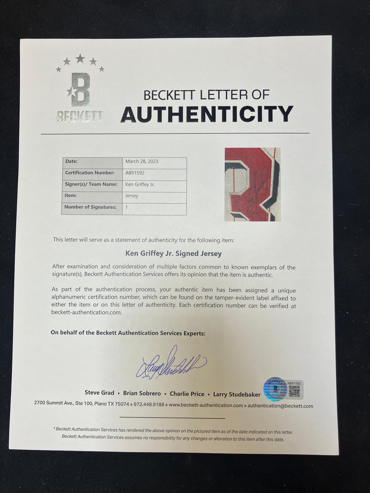 A Ken Griffey Jr. Cincinnati Reds Signed Autograph Jersey Display (Beckett Authentication Services),