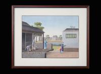 A group of five Chinese Export paintings depicting the manufacture of tea, first part 19th century 製茶圖一組五幅 十九世紀初