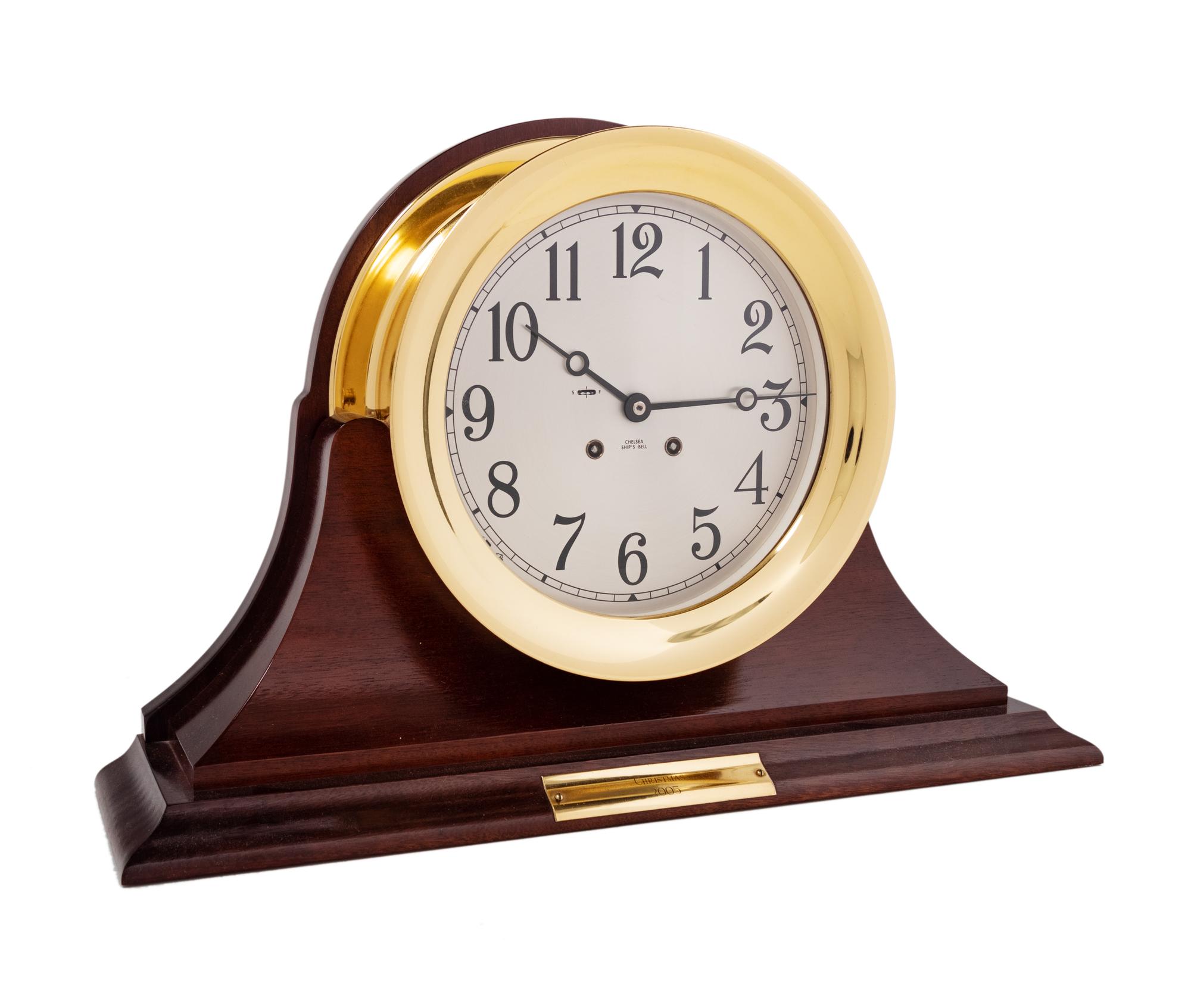 A Chelsea Mahogany and Brass Ship's Bell Clock