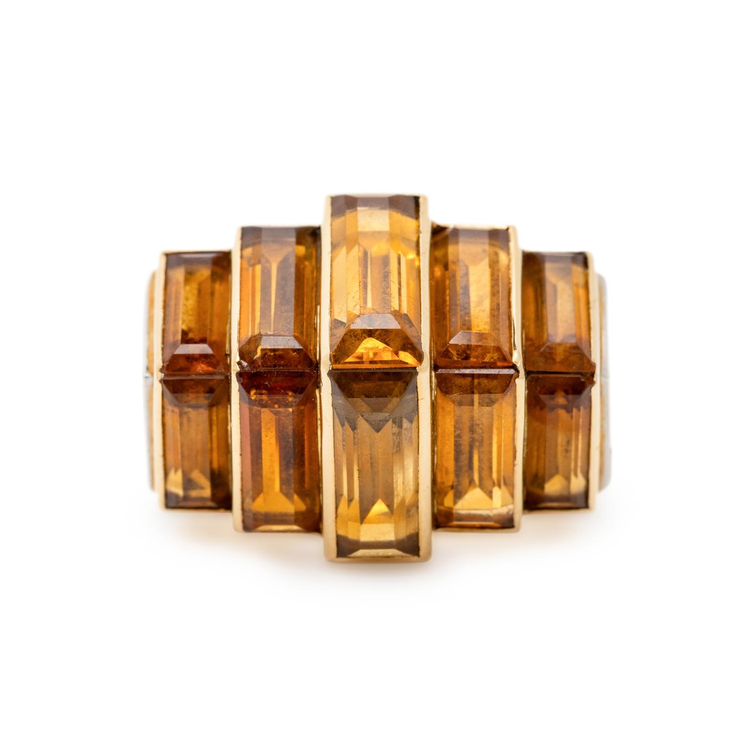 CARTIER PARIS, ART DECO, CITRINE, AND DIAMOND RING