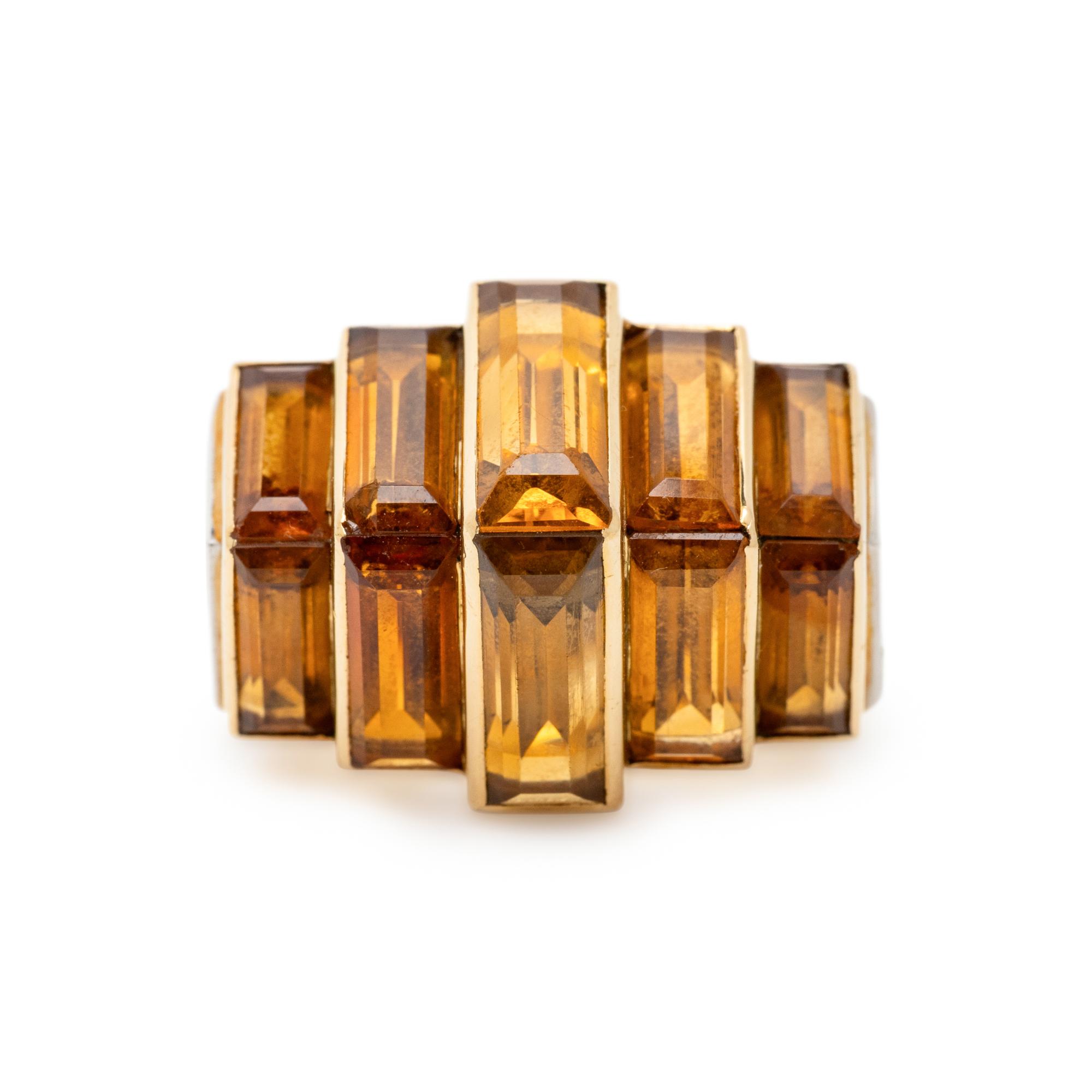 CARTIER PARIS, ART DECO, CITRINE, AND DIAMOND RING