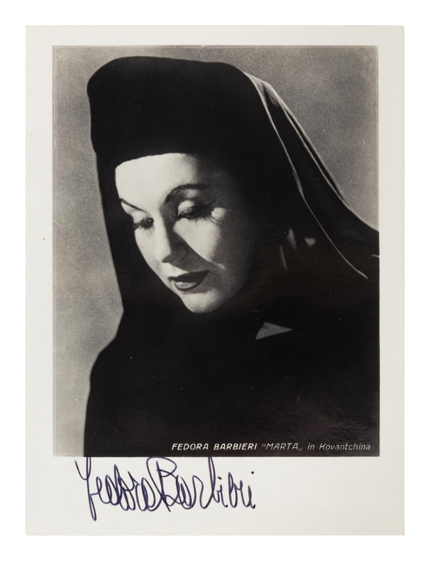 [20TH-CENTURY OPERA SINGERS]. A group of 7 photographs of opera singers from the 1950s-1960s, most signed, comprising images of: