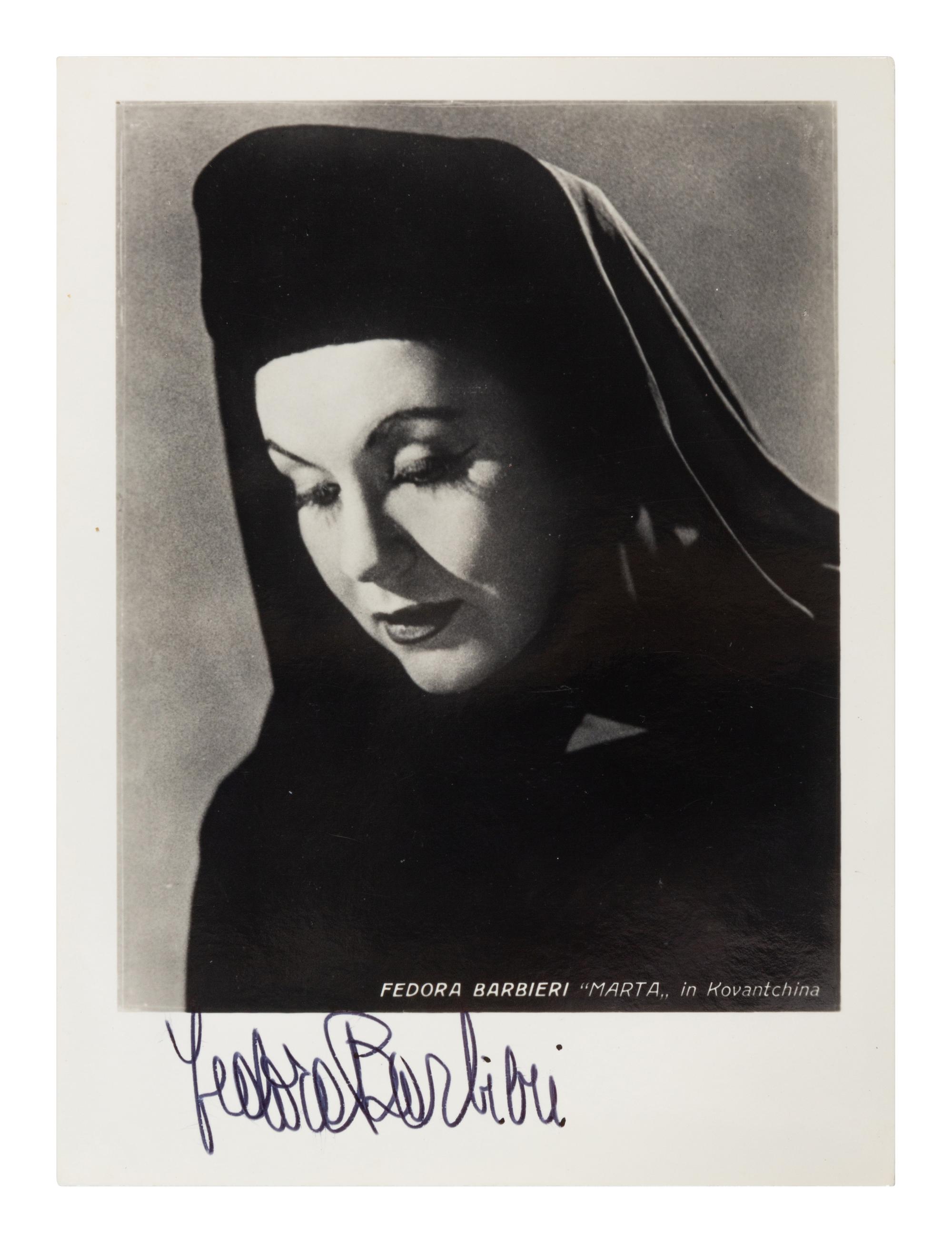 [20TH-CENTURY OPERA SINGERS]. A group of 7 photographs of opera singers from the 1950s-1960s, most signed, comprising images of: