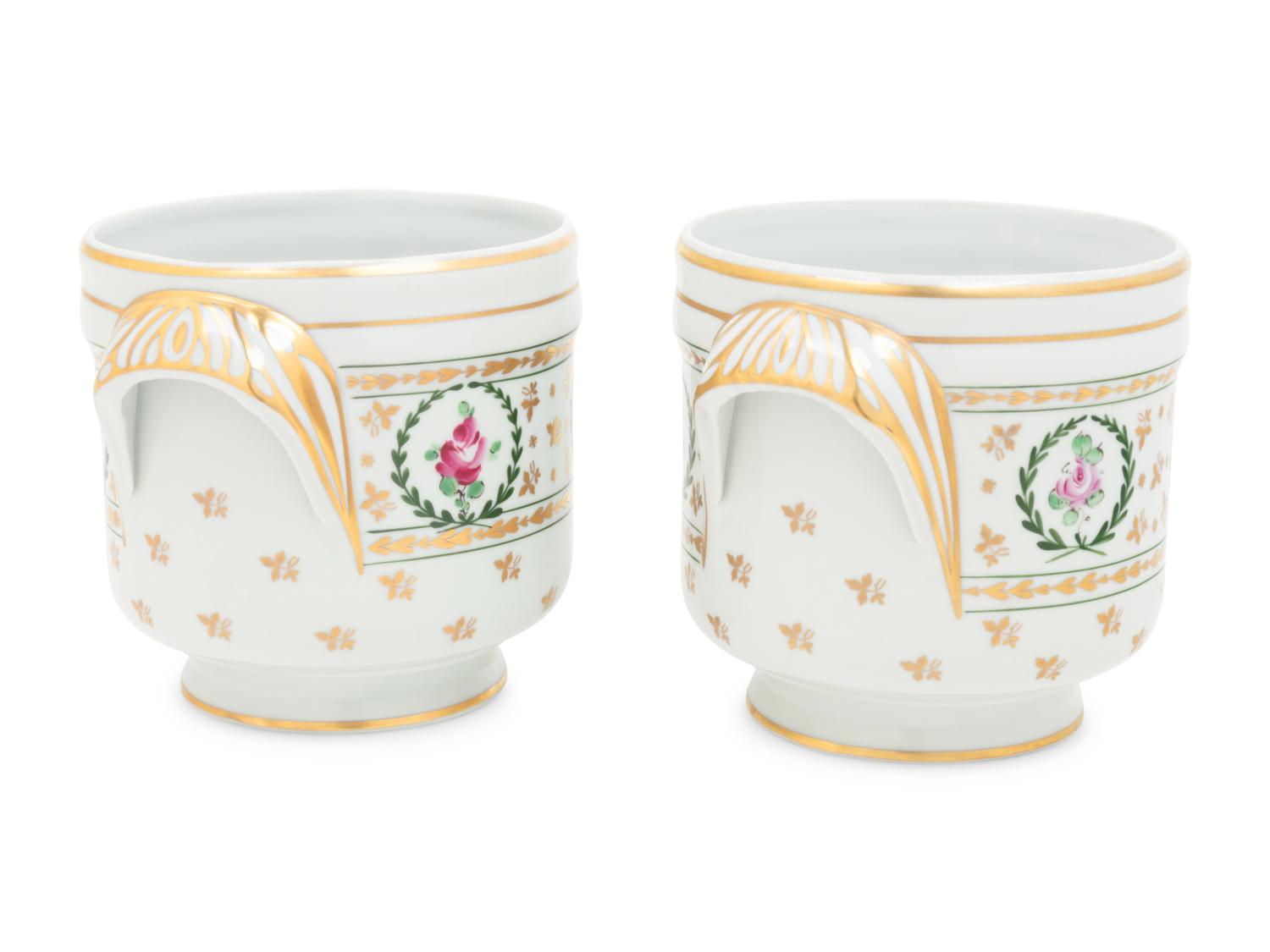 A Pair of Limoges Porcelain Cache Pots