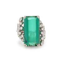 GREEN TOURMALINE AND DIAMOND RING