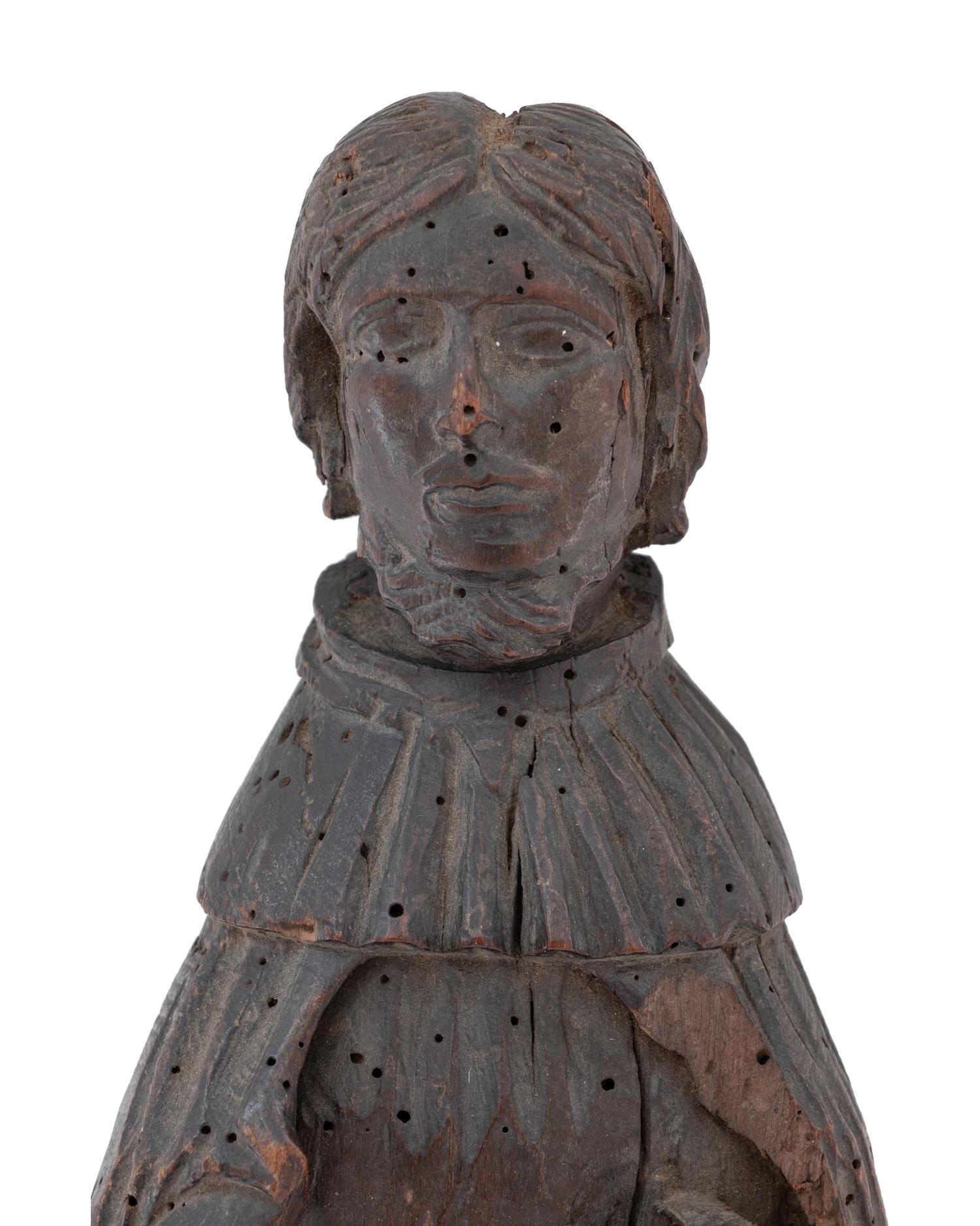 A French or Spanish Carved Wood Figure of a King