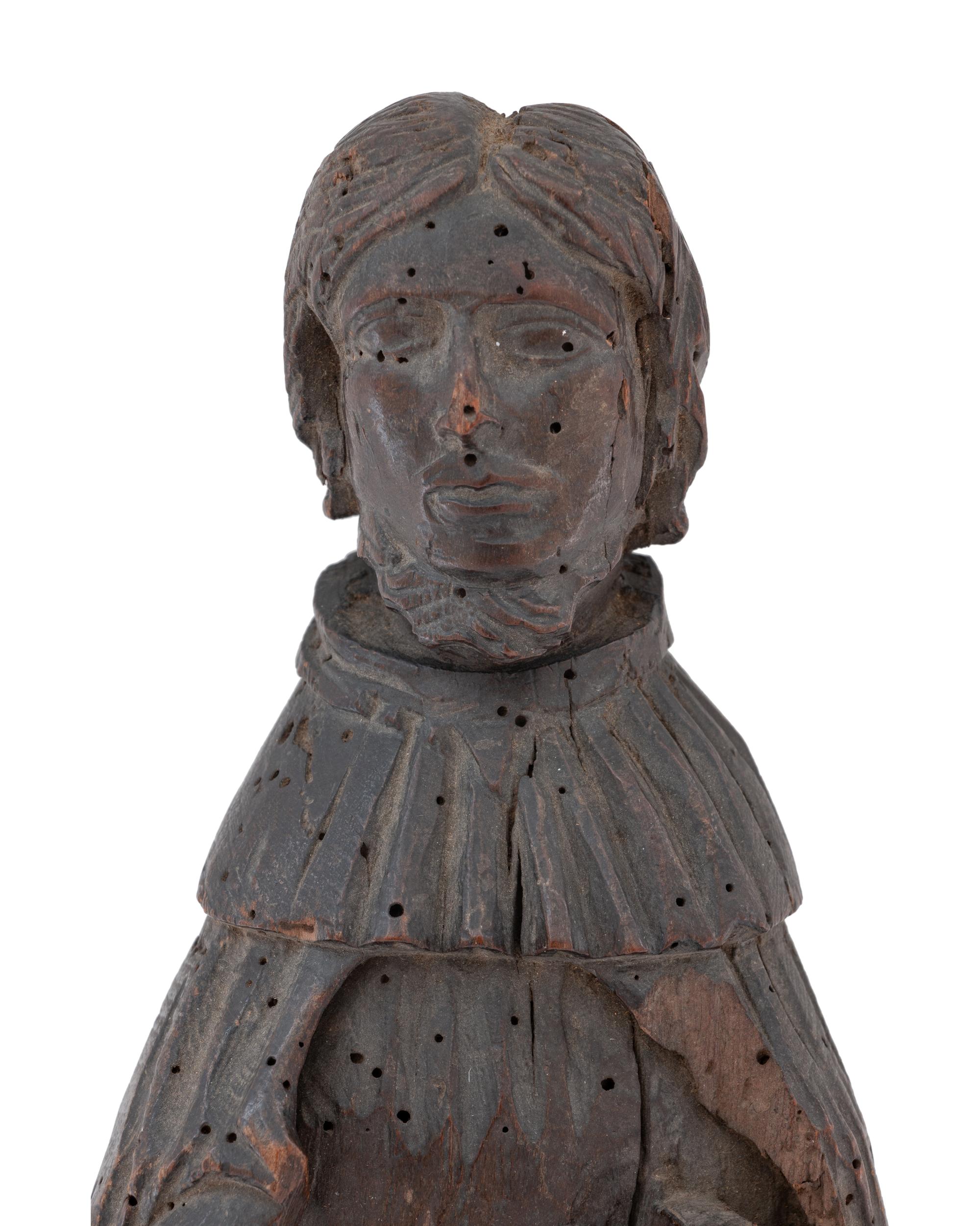 A French or Spanish Carved Wood Figure of a King
