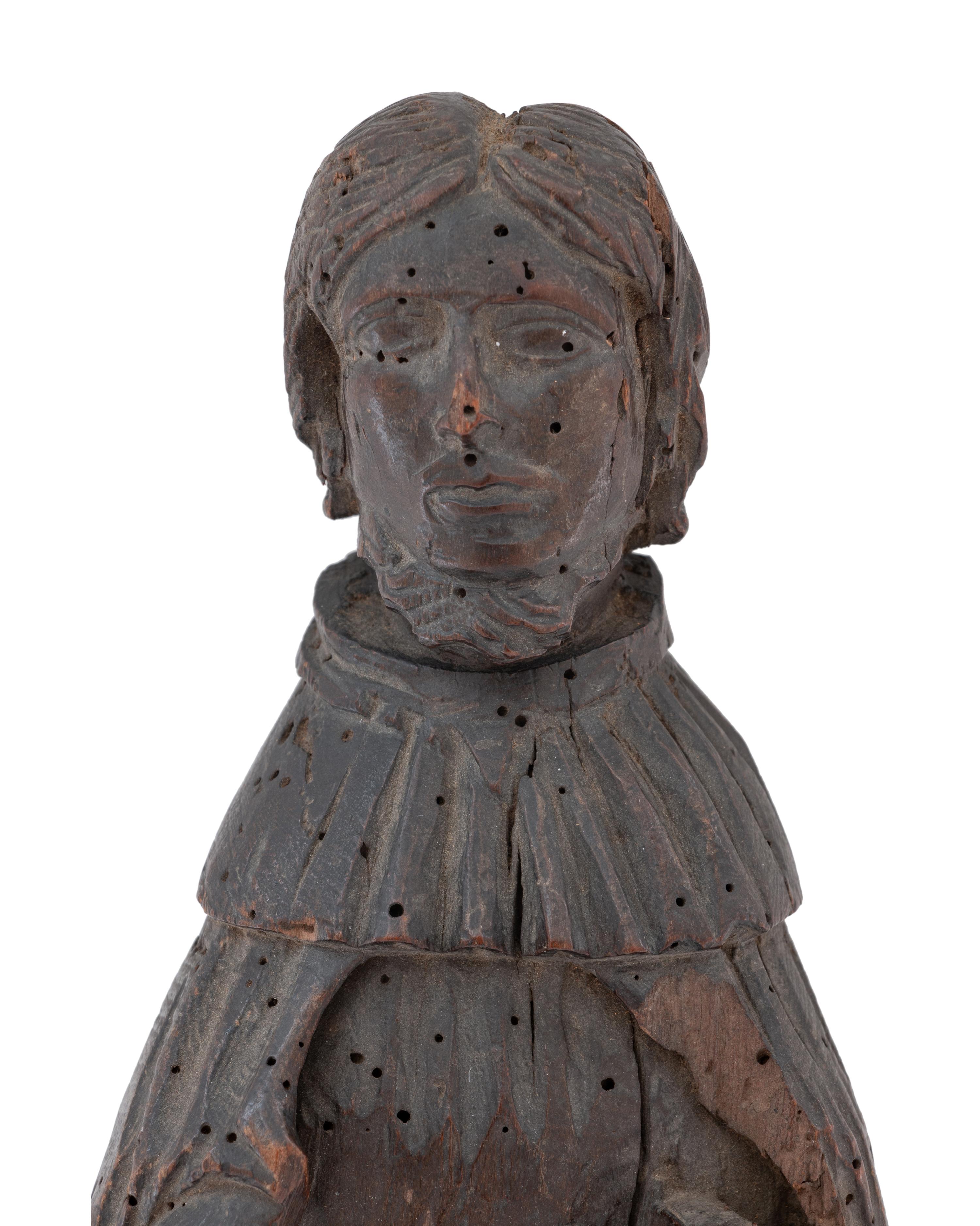 A French or Spanish Carved Wood Figure of a King