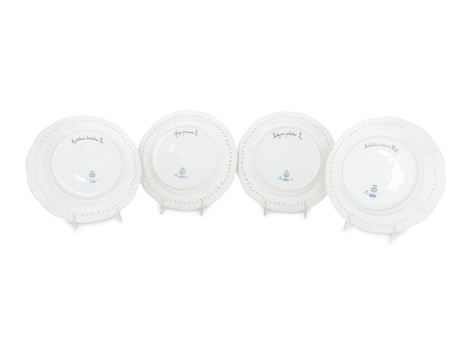 A Set of Thirteen Royal Copenhagen Flora Danica Porcelain Dinner Plates