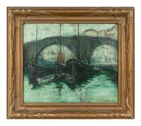 Boats Moored at Bridge