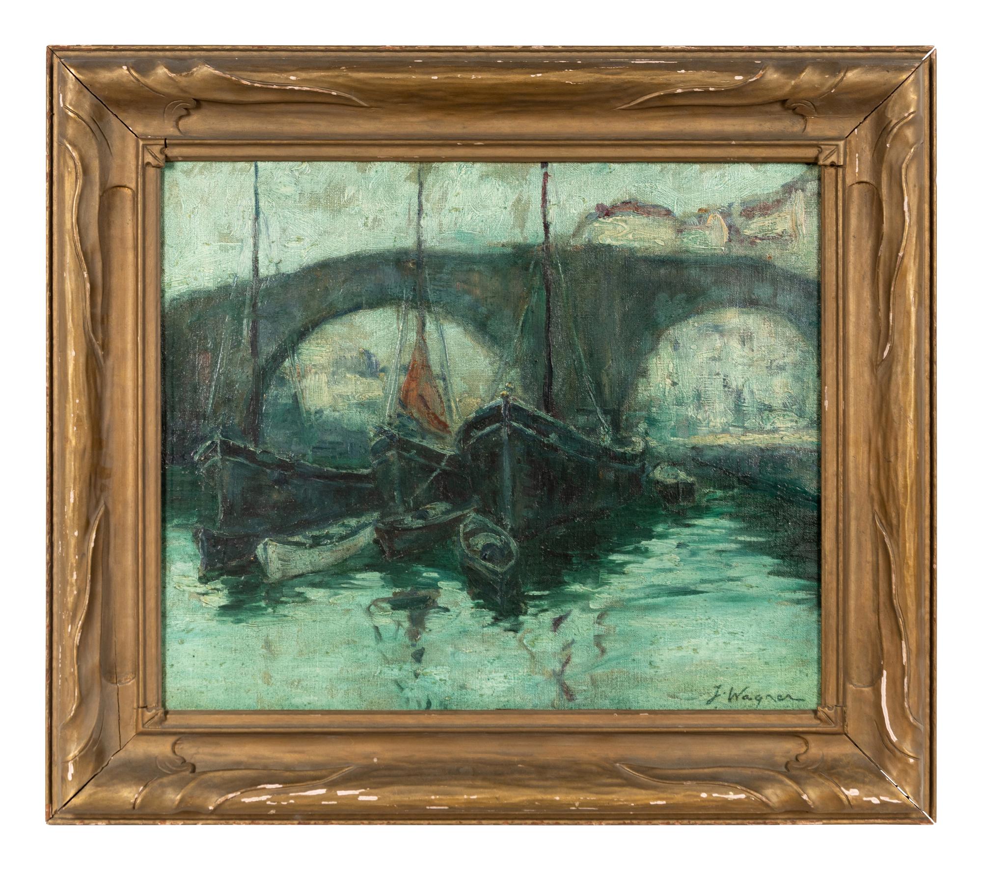 Boats Moored at Bridge