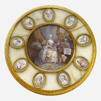 A Fine Sèvres Style Porcelain-Inset Gilt Bronze Mounted Onyx Side Table early 20th century