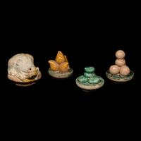 A Group of Chinese Sancai Glazed Earthenware Miniature Furniture , Ming Dynasty 明 三彩袖珍家具一組
