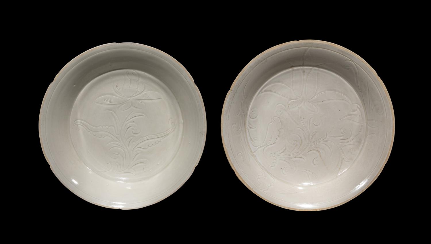 A Pair of Chinese Ding Style White Glazed Porcelain Plates