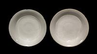 A Pair of Chinese Ding Style White Glazed Porcelain Plates