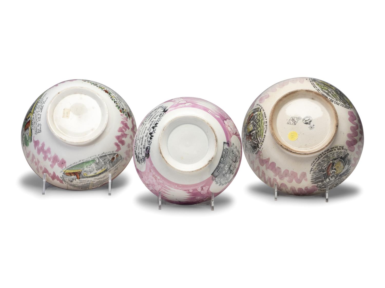 Four Sunderland Luster Center Bowls