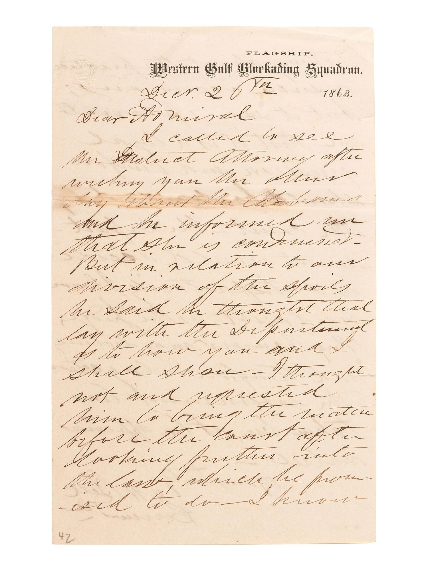 [CIVIL WAR - NAVY] -- WELLES, Gideon (1802-1878). Group of 3 letters signed by Welles, comprising: