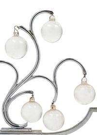 A Pair of Art Deco Silvered Metal and Glass Two-Light Candelabra