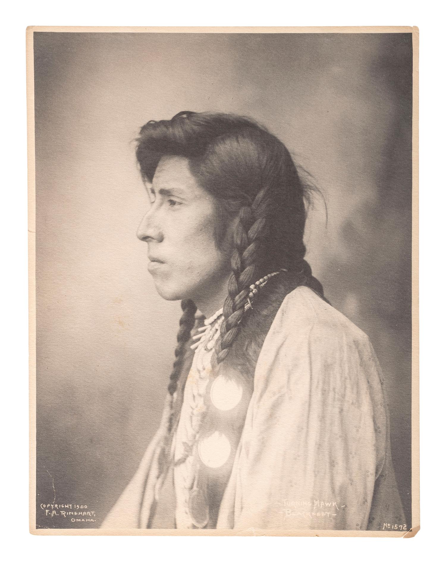 [NATIVE AMERICANS]. RINEHART, F.A. (1861-1928), photo. Turning Hawk - Blackfeet. Omaha, NE: 1900.