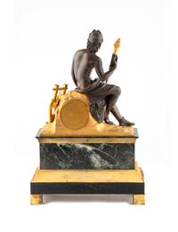 A Louis Philippe Gilt and Patinated Bronze and Marble Mantel Clock